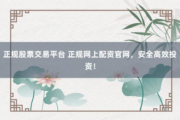 正规股票交易平台 正规网上配资官网，安全高效投资！
