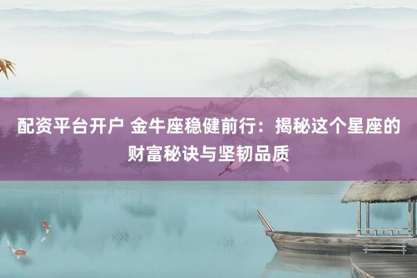 配资平台开户 金牛座稳健前行：揭秘这个星座的财富秘诀与坚韧品质
