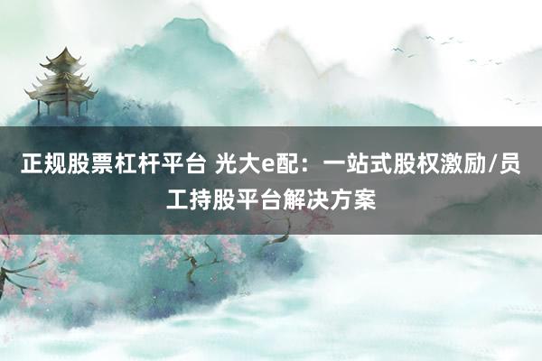 正规股票杠杆平台 光大e配：一站式股权激励/员工持股平台解决方案