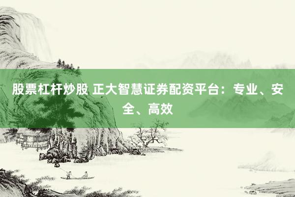 股票杠杆炒股 正大智慧证券配资平台：专业、安全、高效