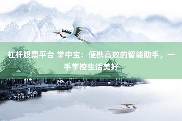 杠杆股票平台 掌中宝：便携高效的智能助手，一手掌控生活美好