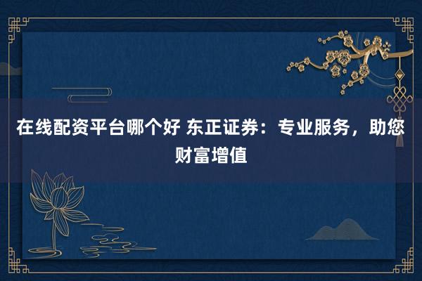 在线配资平台哪个好 东正证券：专业服务，助您财富增值