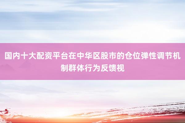 国内十大配资平台在中华区股市的仓位弹性调节机制群体行为反馈视