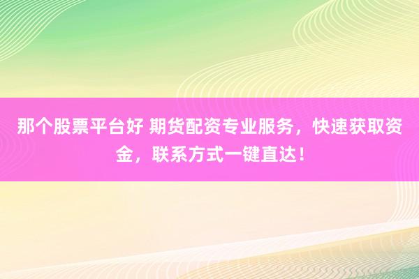 那个股票平台好 期货配资专业服务，快速获取资金，联系方式一键直达！