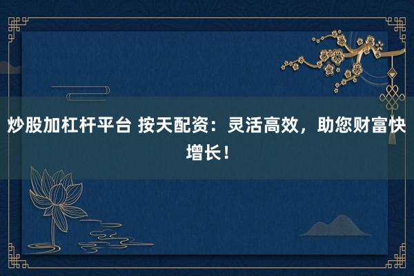 炒股加杠杆平台 按天配资：灵活高效，助您财富快增长！
