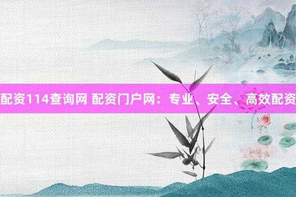 配资114查询网 配资门户网:专业、安全、高效配资
