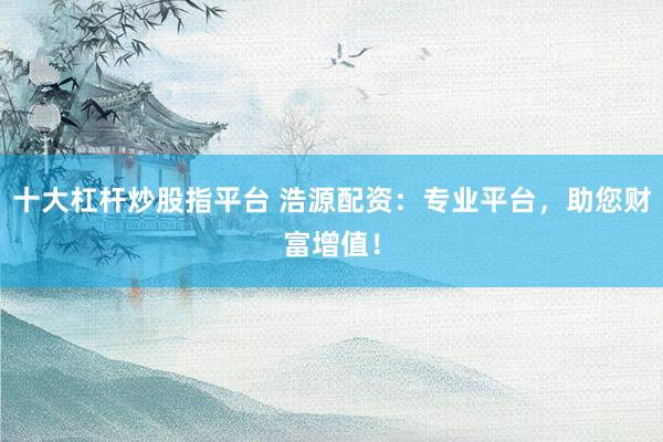 十大杠杆炒股指平台 浩源配资：专业平台，助您财富增值！