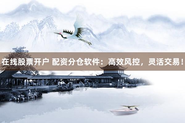 在线股票开户 配资分仓软件：高效风控，灵活交易！