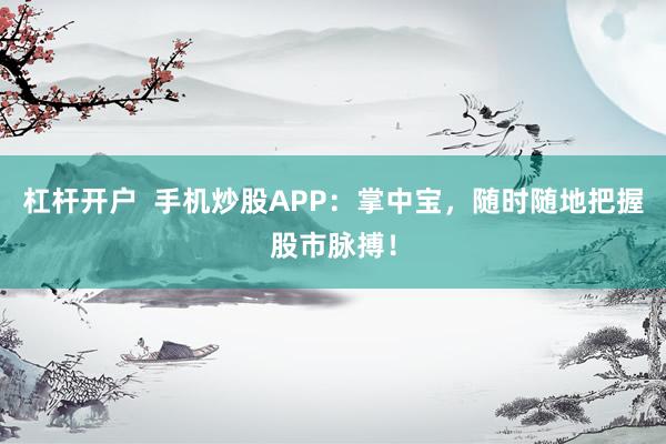 杠杆开户  手机炒股APP：掌中宝，随时随地把握股市脉搏！